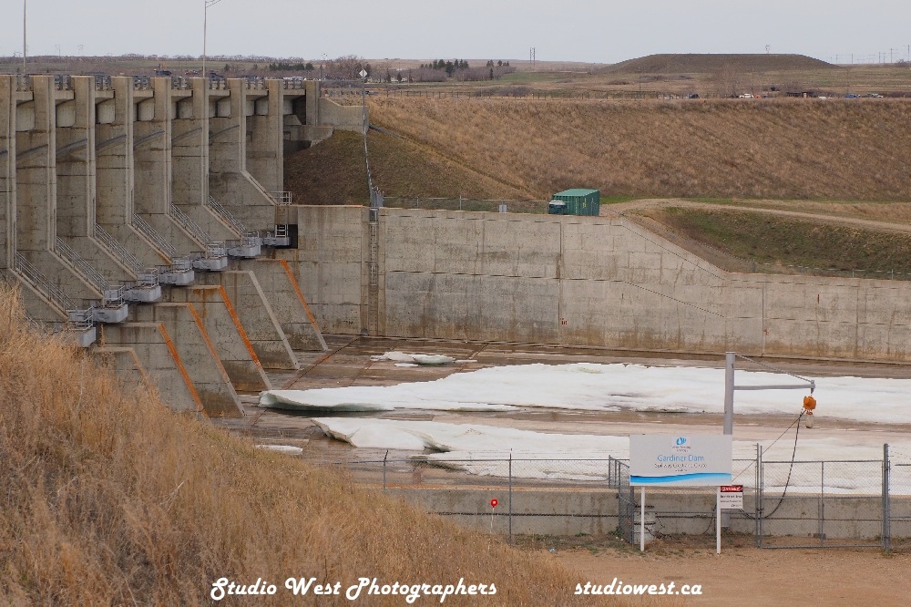 The spillway that releases water down the South Saskatchewan river.