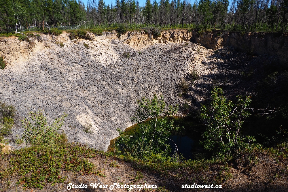One of the huge sinkholes we viewed on our way to Wood Buffalo.