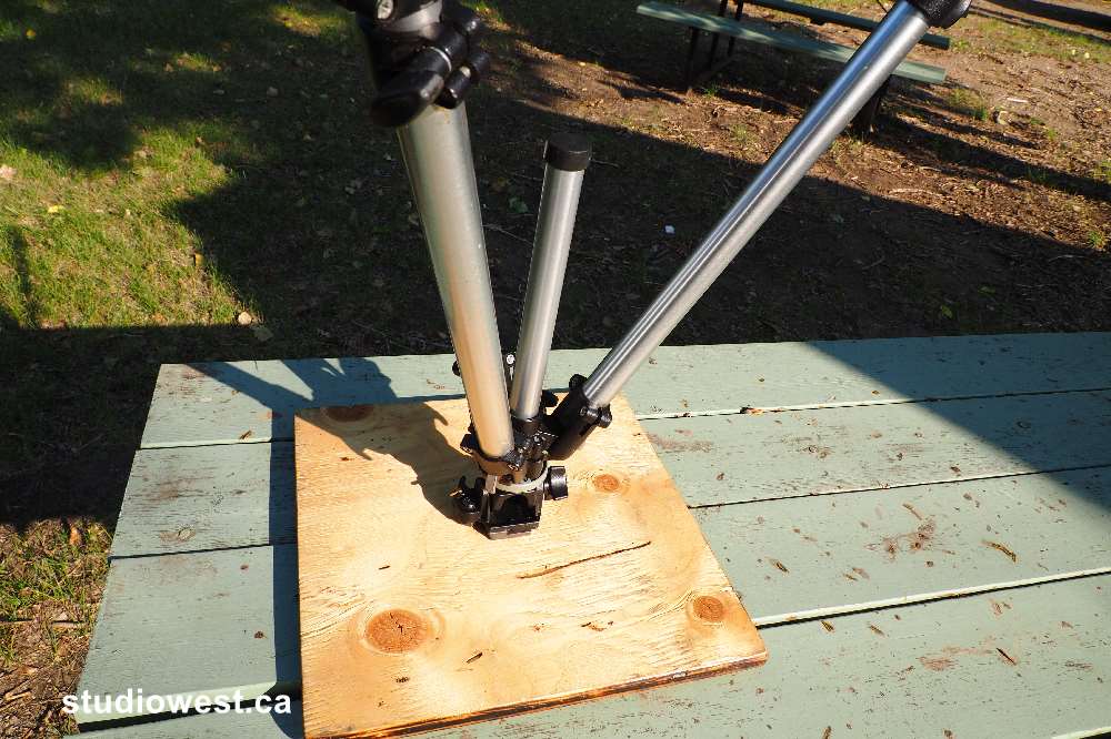 Tripod to small square plywood top.
