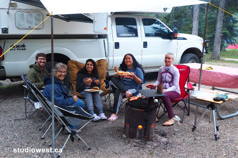 The highlight of RV living are the people you meet along the way. We can second that as we enjoyed the company of Cara her daughter and friends around the fire one rainy evening.